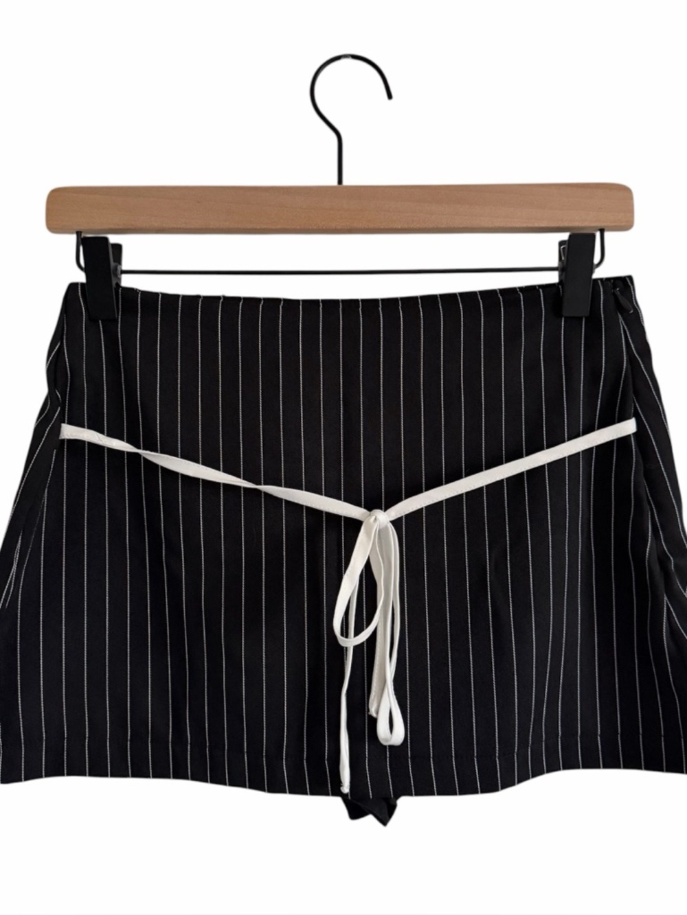 shein pinstripe high-waist mini skort